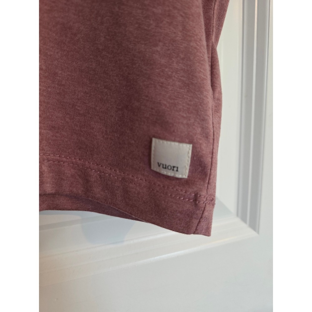 Vuori Energy Tee Heathered Marsala Rose Mauve Boxy Cropped Short Sleeve T-Shirt - Picture 2 of 5